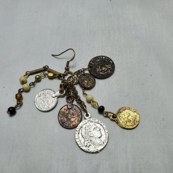 Soft Surrounding multi color coin dangle earring fish hook - Picture 2 of 6